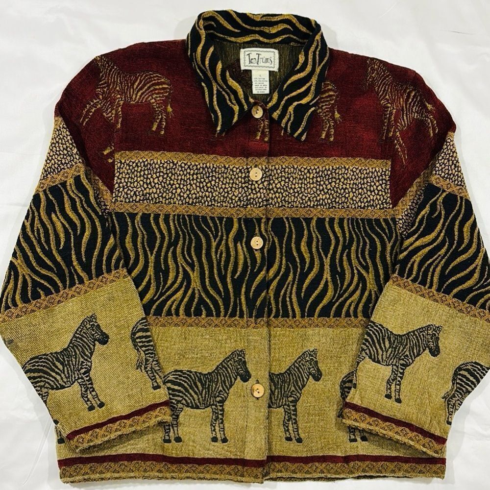 Vintage Zebra Button Down Collared Jacket - image 1